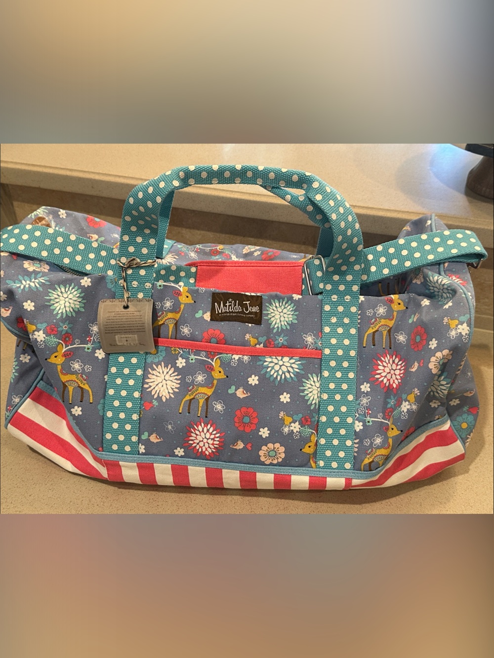 Matilda Jane Blue Floral & Teal Polka Dot Tote - Picture 5 of 10